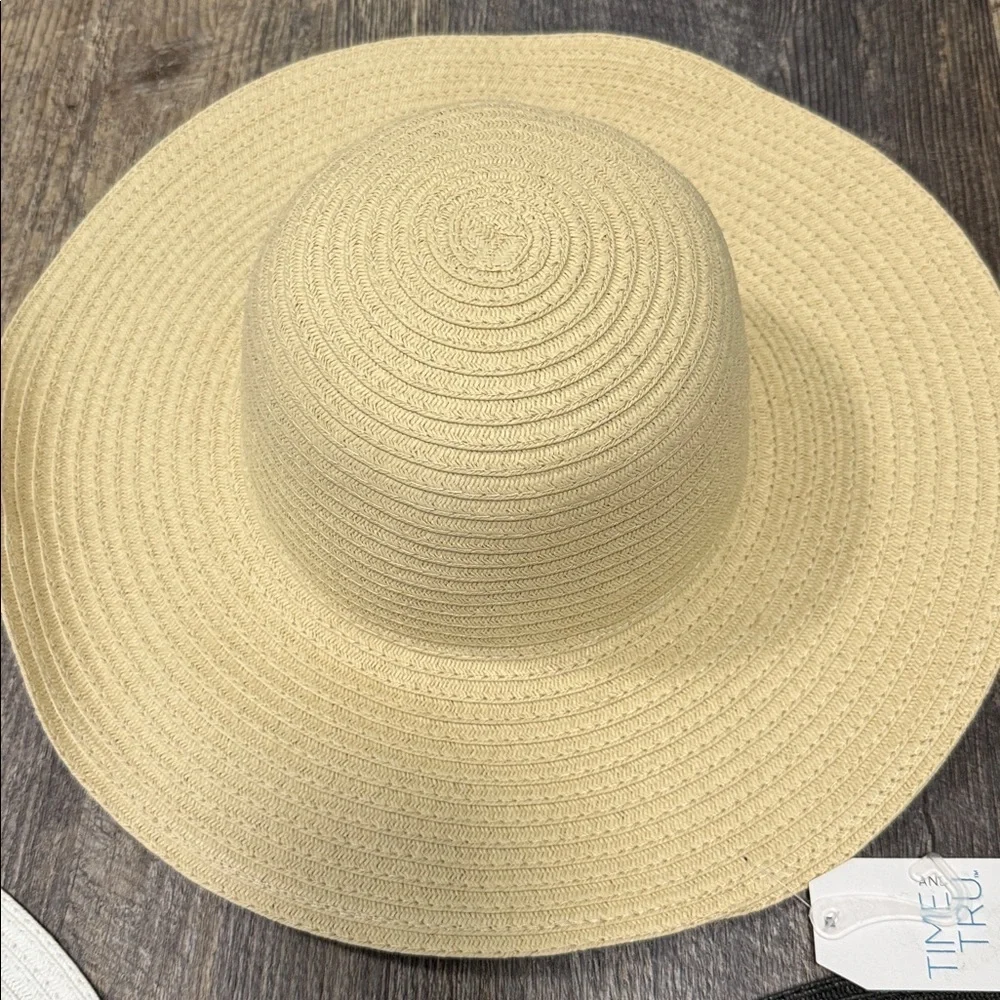 3 Stylish Wide Brim Hats in Black, White, and Tan